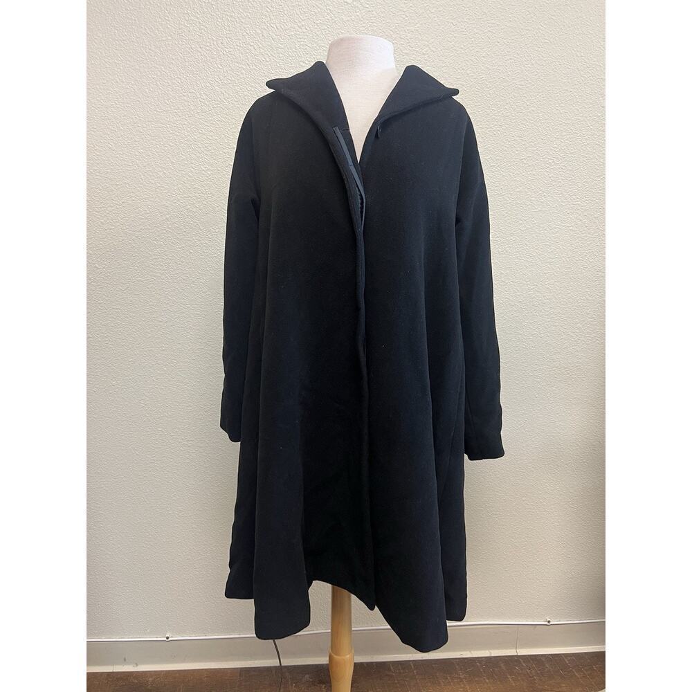 Eileen Fisher 100% Wool Button Down Black Coat XS